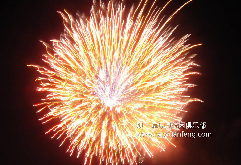 草原夜晚煙花燃放